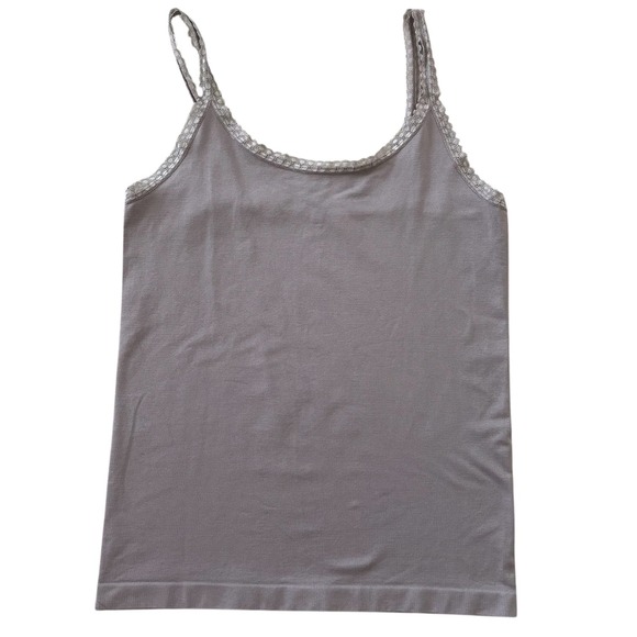 Lebody Tops - Lebody Womens Seamless Lace Trim Camisole Tank Top Taupe Grey M Basic Capsule